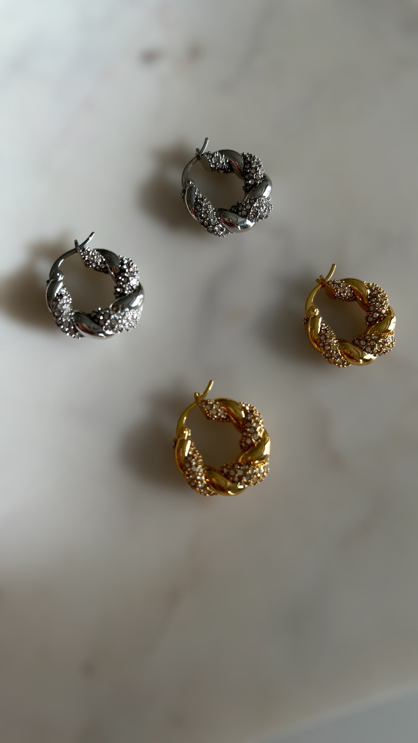 18K Gold Plated High-Quality Twist Zircon Earrings