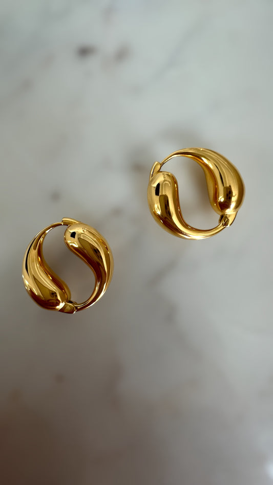 18k Gold Plated Trendy Circle Stainless Steel Earrings