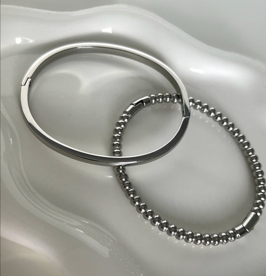 Silver  Bracelet Titanium Steel Bangle Stainless Steel