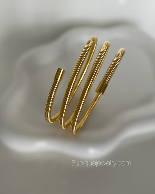 Gold Stainless Steel Multilayer Wrap Arm Bracelet Bangle
