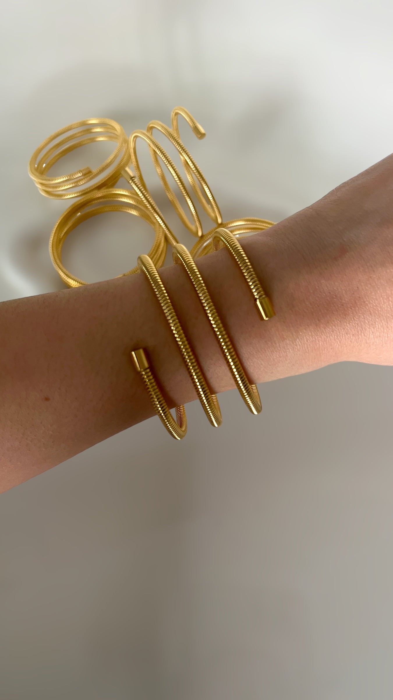 Gold Stainless Steel Multilayer Wrap Arm Bracelet Bangle