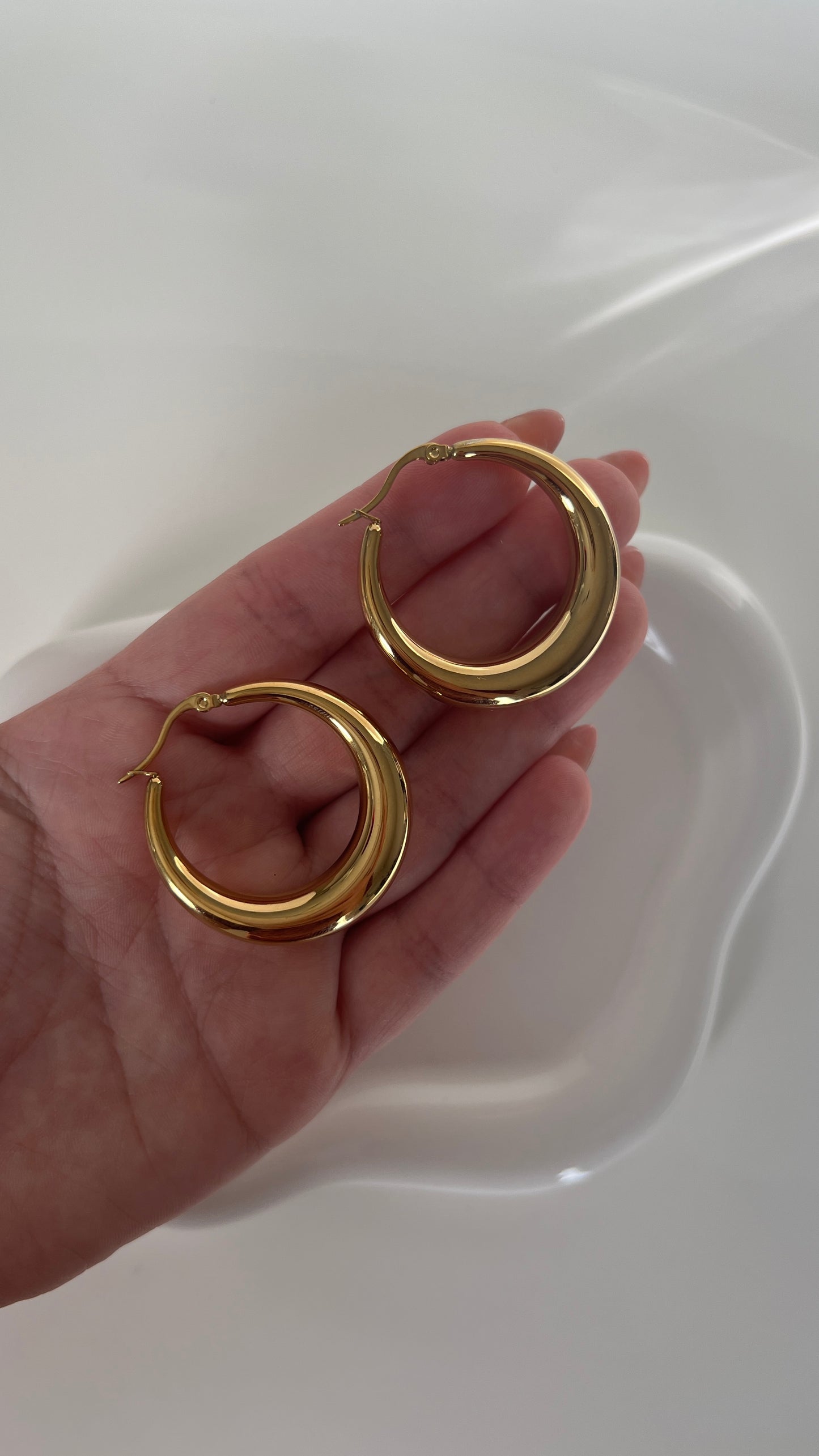 18K Gold Plated Hoop Earrings Titanium Steel