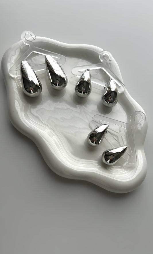 Silver Waterdrop Tear Earrings