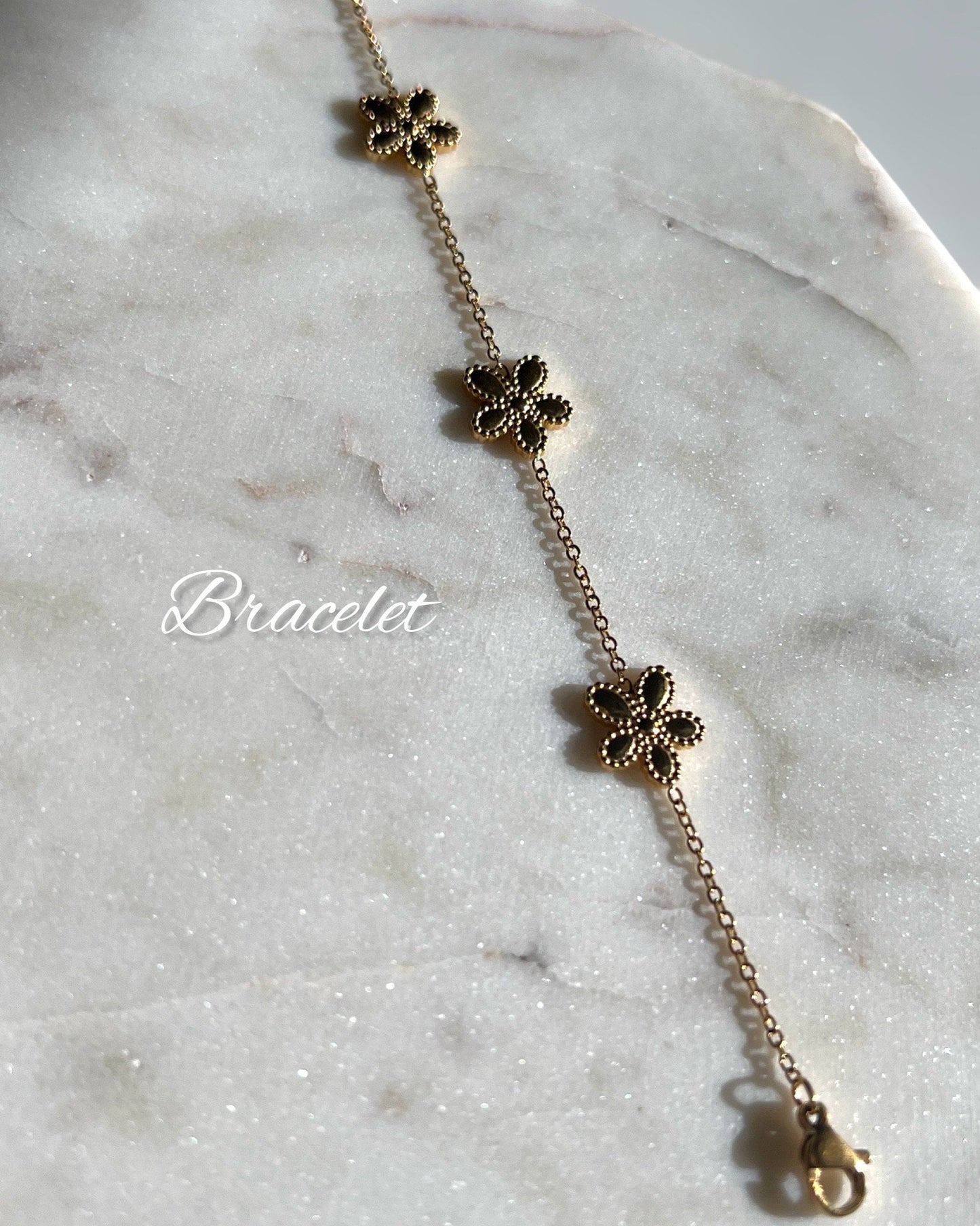 Flower Stainless Steel Necklace Bracelet