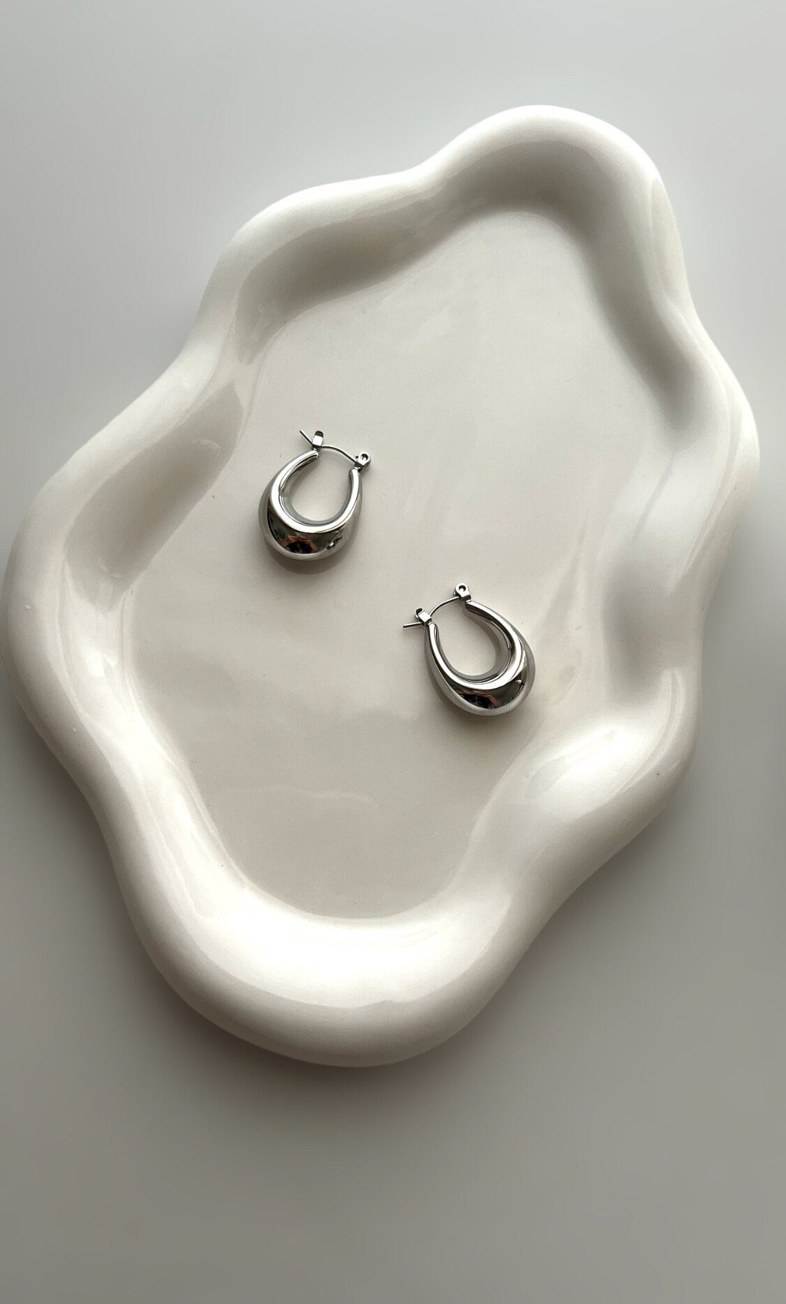Oval Hollow Hoop Earrings Stainless Steel