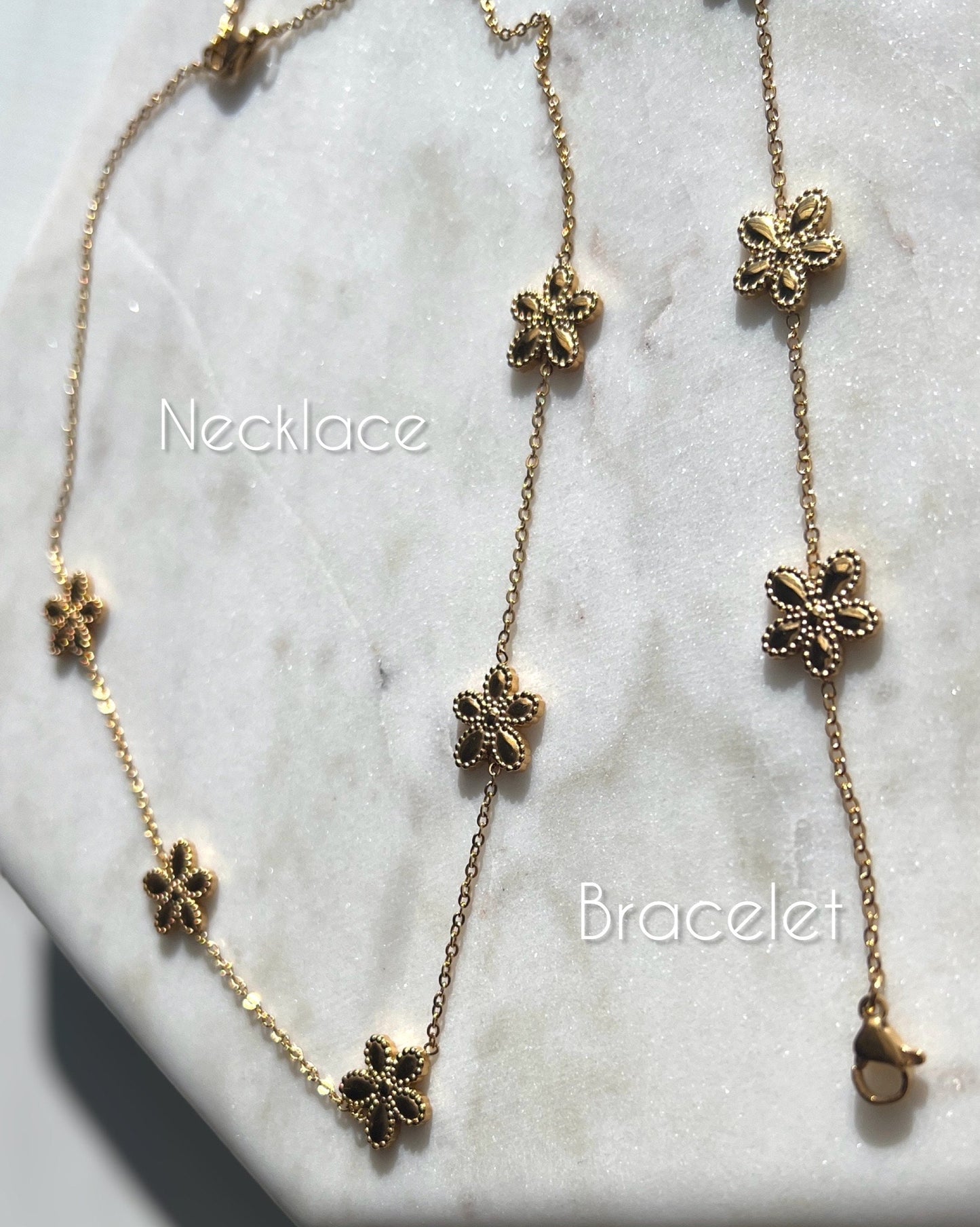 Flower Stainless Steel Necklace Bracelet