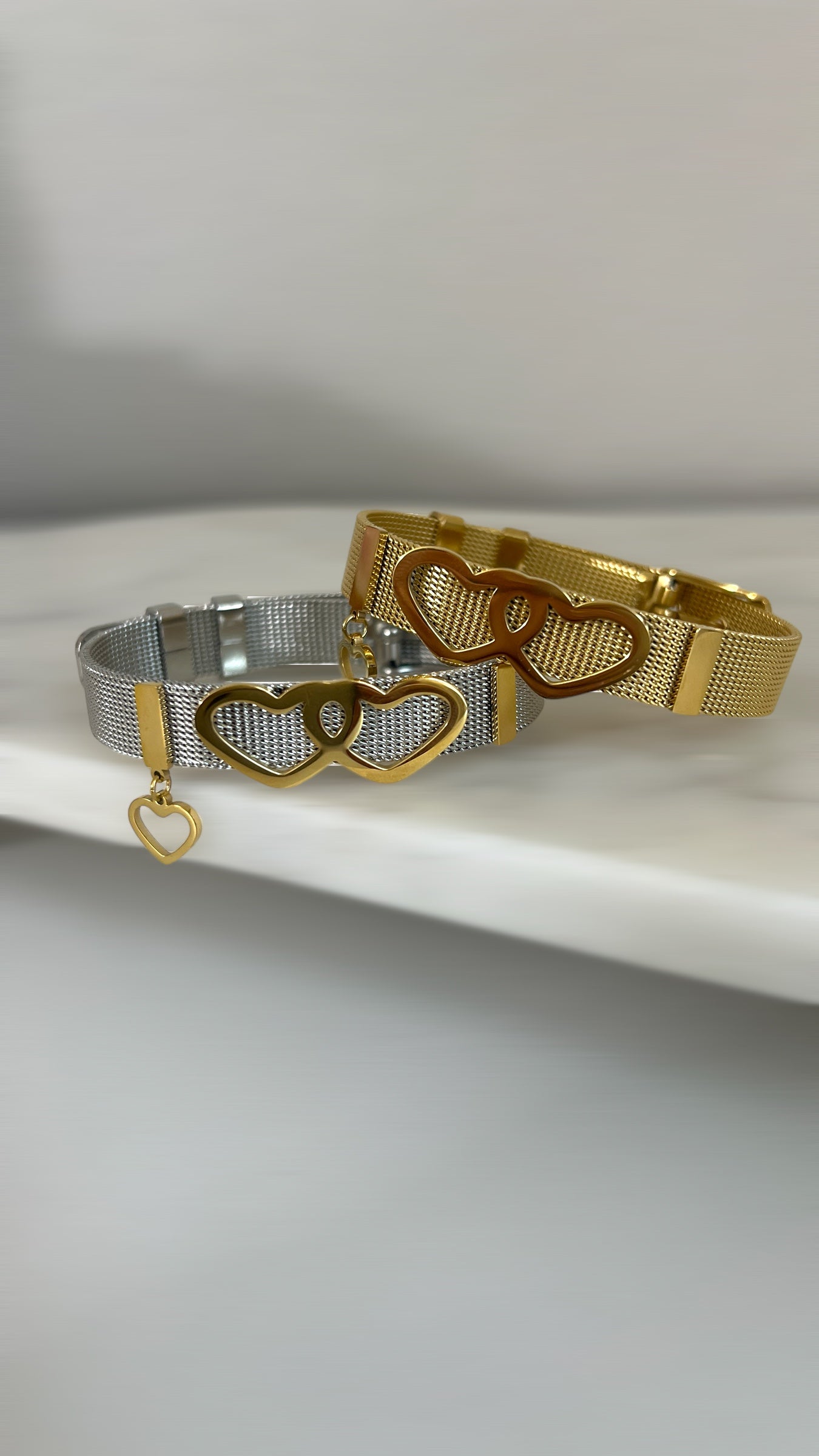 Sweetheart Stainless Steel Heart Mesh Bracelets