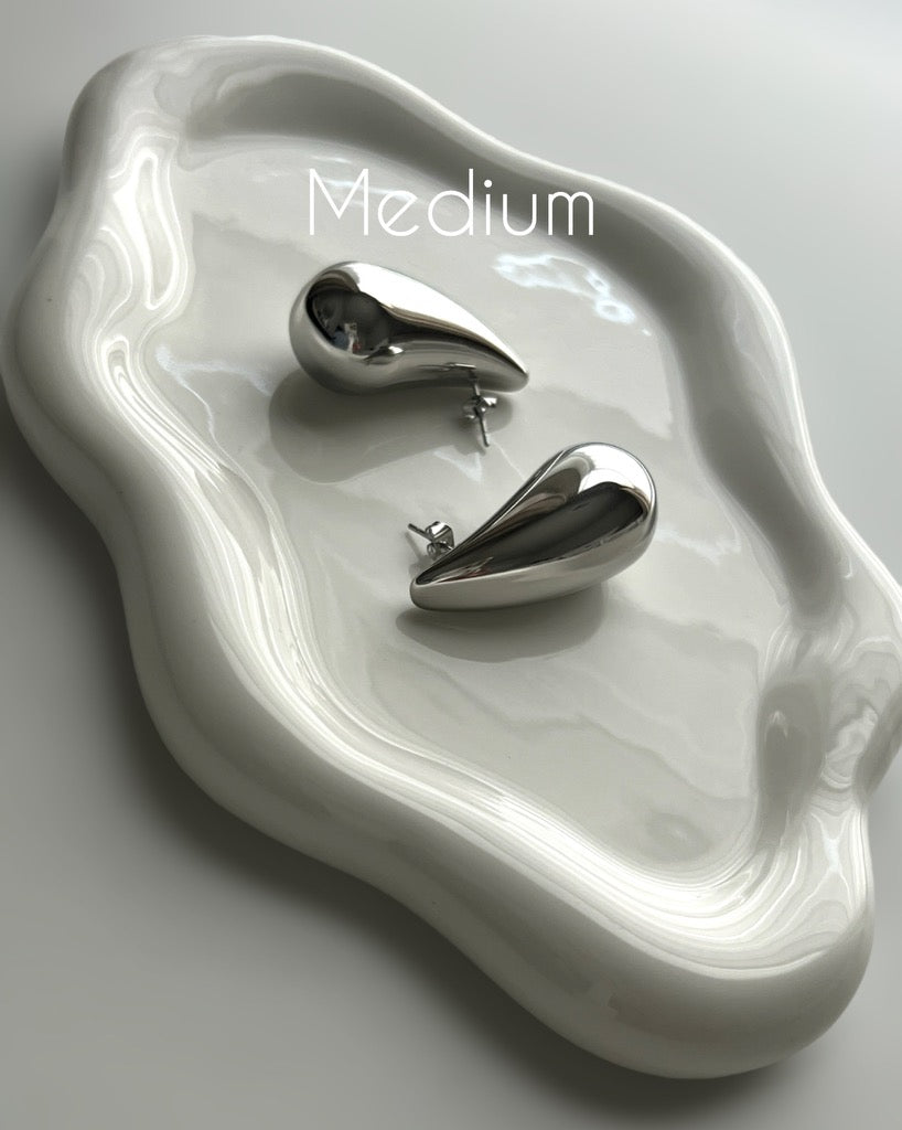 Silver Waterdrop Tear Earrings