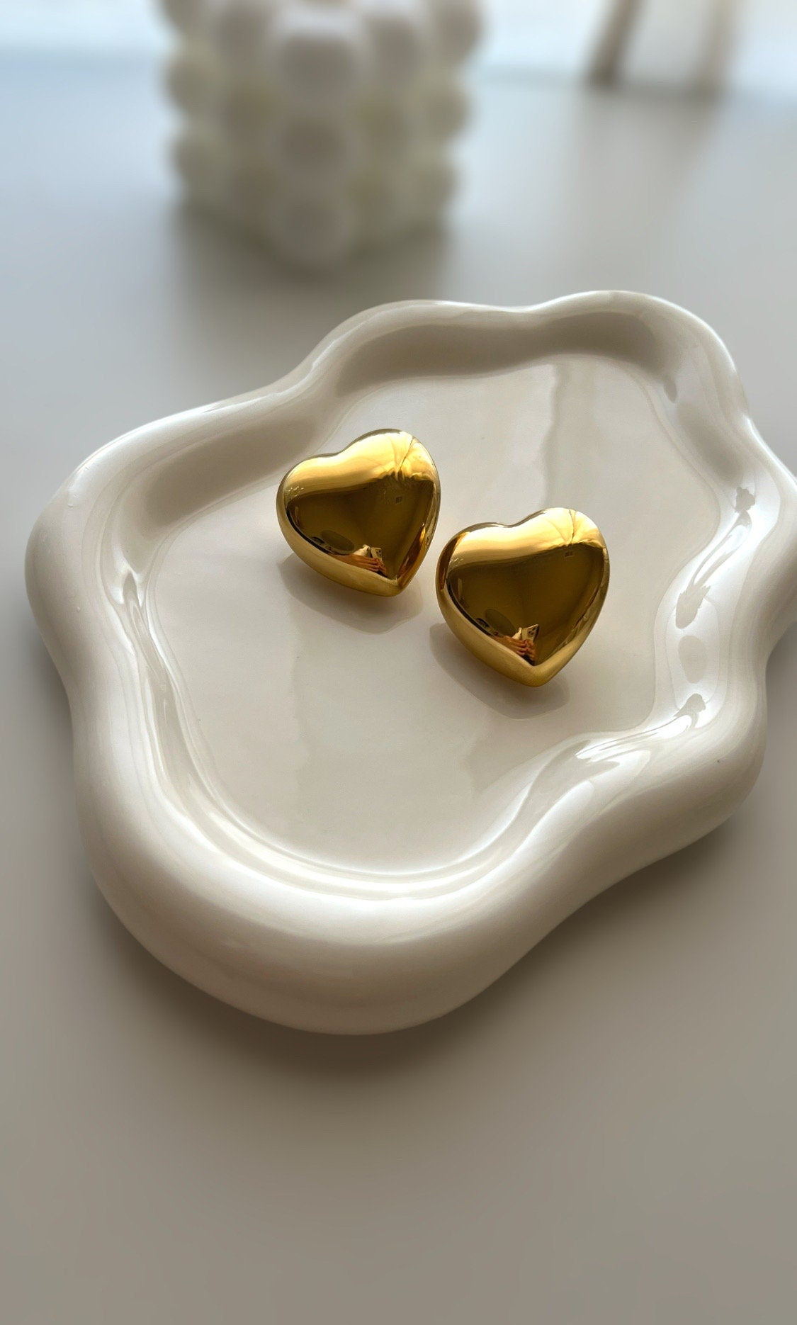 Pendientes de corazón grande de 30mm, chapados en oro de 18k, resistentes al agua, joyería de mujer de acero inoxidable